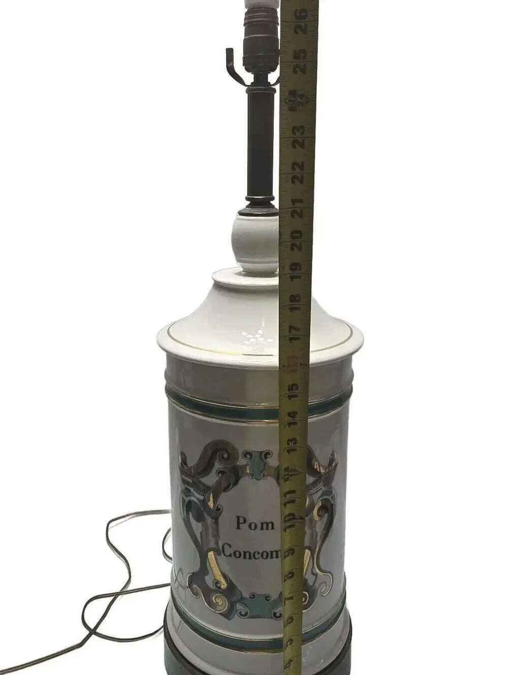 Vintage French Apothecary Pom Concomb Ceramic Table Lamp Large Working 28
